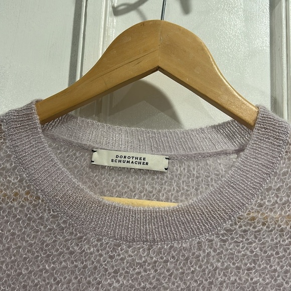 DOROTHEE SCHUMACHER Mohair Wool Blend Loose Knit Crew Neck Sweater in Lavender - Picture 3 of 9